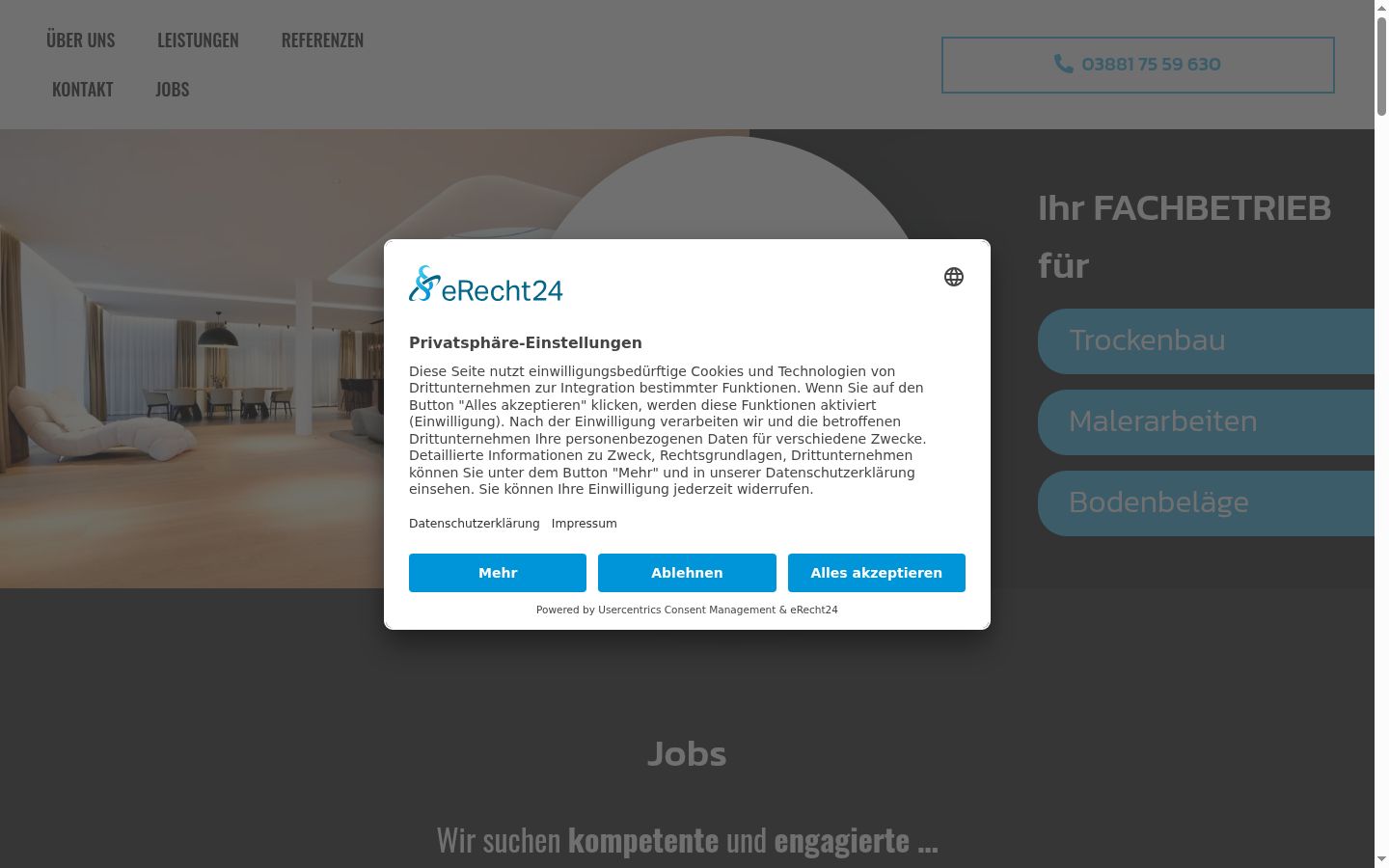 Screenshot del banner di consenso mostrato prima di qualsiasi interazione