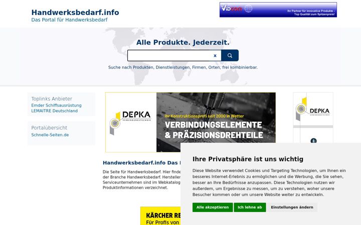 Screenshot of handwerksbedarf.info