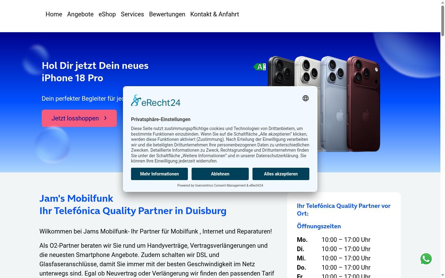 Screenshot del banner di consenso mostrato prima di qualsiasi interazione