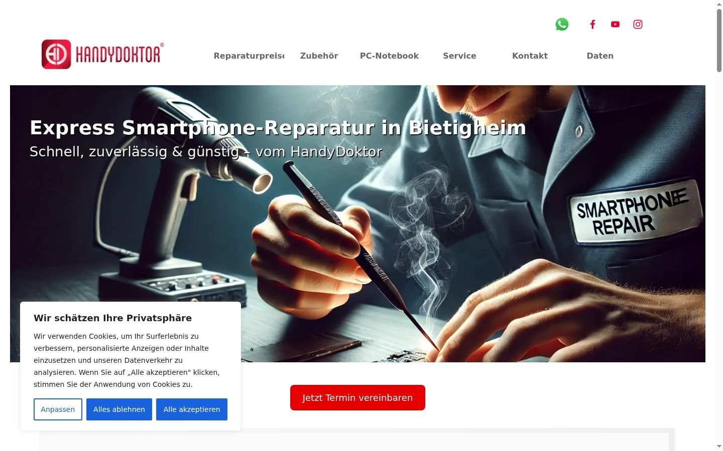 Screenshot del banner di consenso mostrato prima di qualsiasi interazione