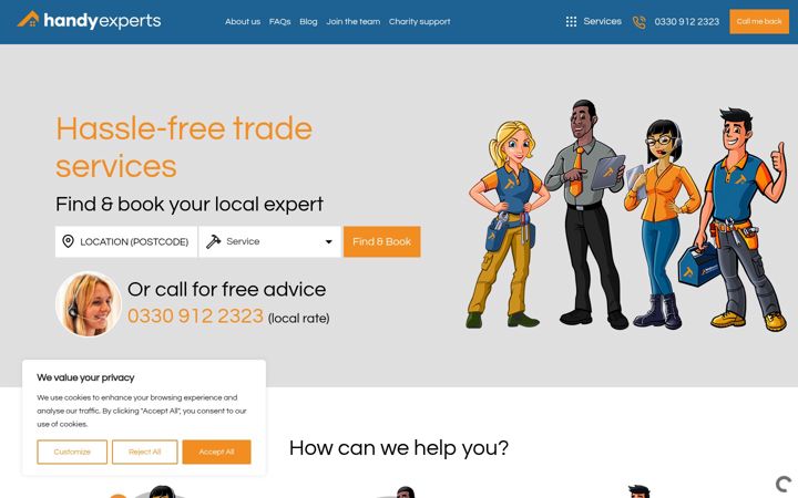 Screenshot of handyexperts.co.uk