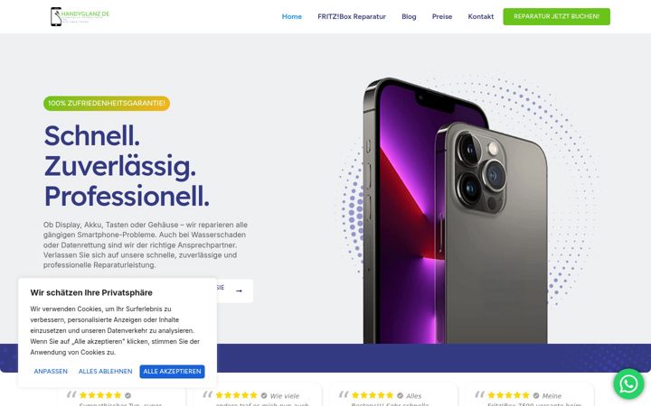 Screenshot of handyglanz.de