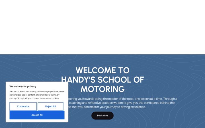 Screenshot of handysschoolofmotoring.co.uk