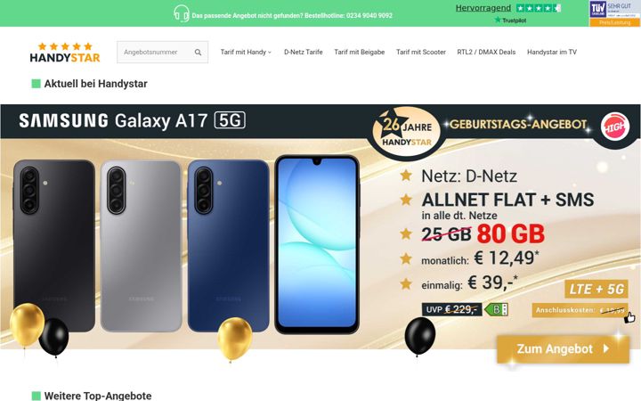 Screenshot of handystar.de