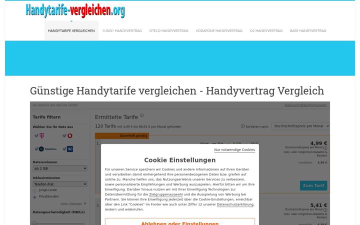 Screenshot of handytarife-vergleichen.org