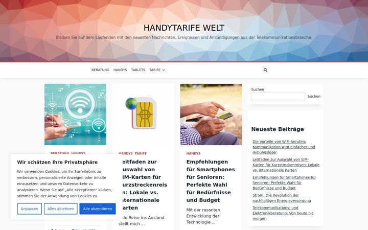 Screenshot of handytarife-welt.de