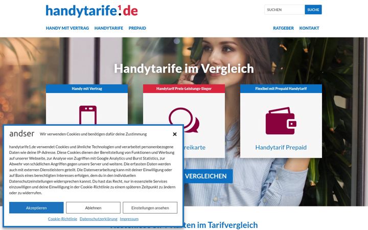 Screenshot of handytarife1.de