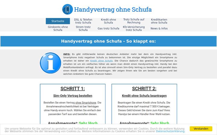 Skærmbillede af handyvertrag-ohne-schufa24.de