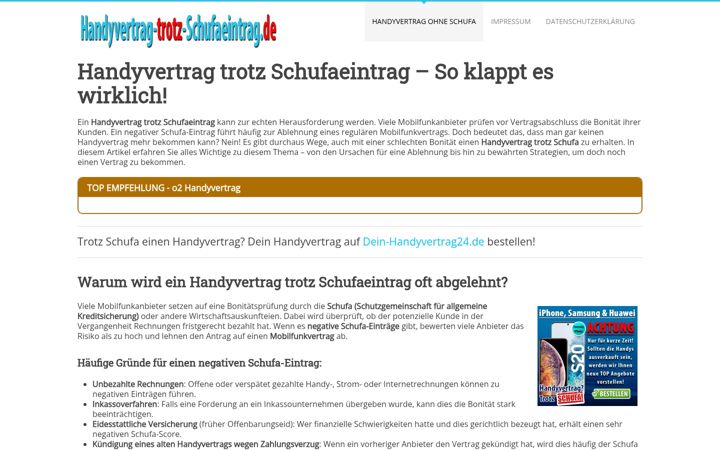 Screenshot of handyvertrag-trotz-schufaeintrag.de