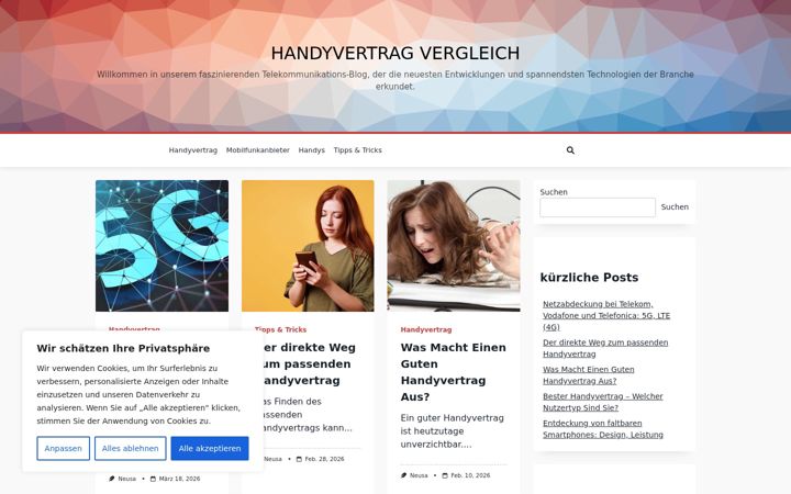 Screenshot of handyvertrag-vergleich.info