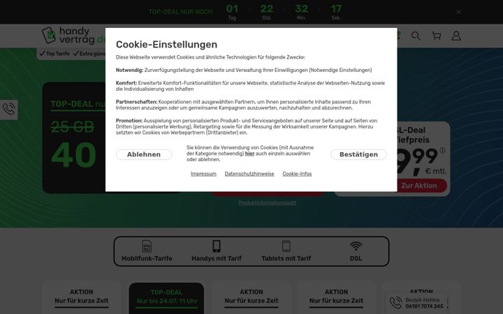 Screenshot of handyvertrag.de