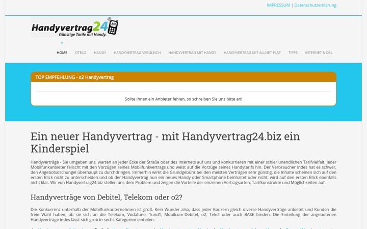 Screenshot of handyvertrag24.biz
