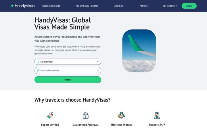 Screenshot of handyvisas.com