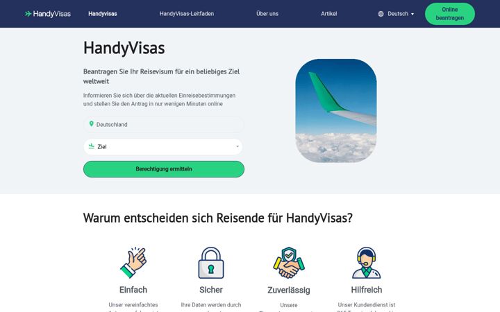 Screenshot of handyvisas.de