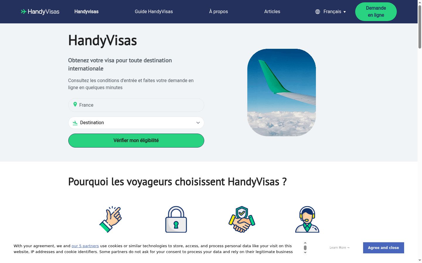Skärmbild av samtyckesbannern som visades före någon interaktion