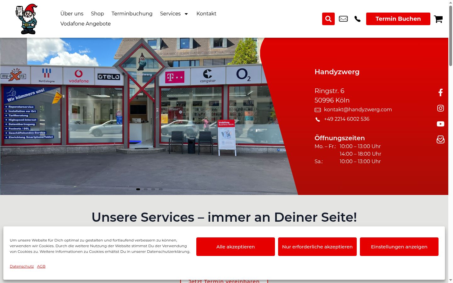 Screenshot del banner di consenso mostrato prima di qualsiasi interazione