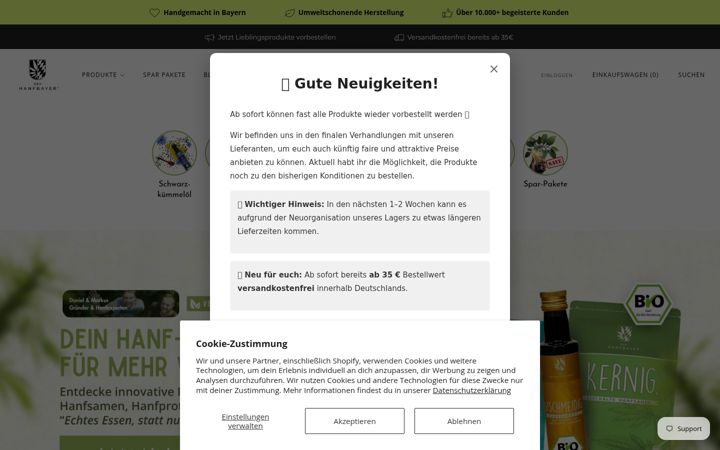 Screenshot of hanfbayer.de