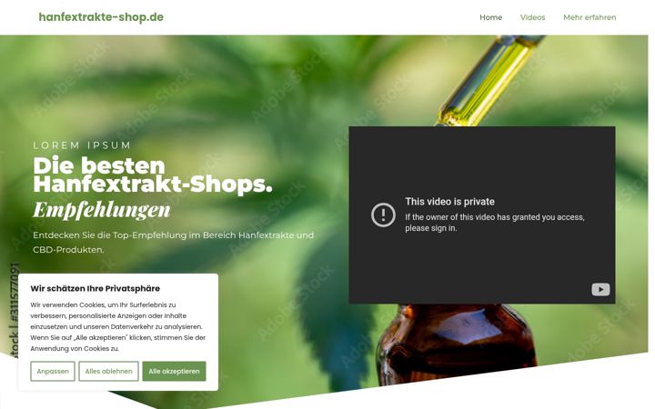 Screenshot of hanfextrakte-shop.de