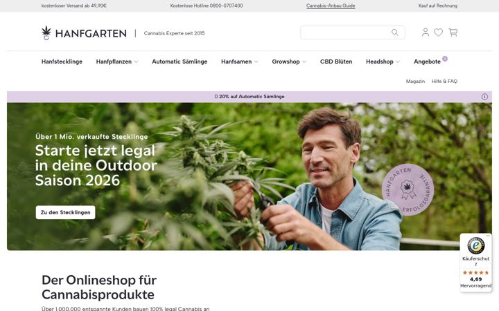 Snímek obrazovky hanfgartenshop.de