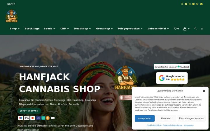 Screenshot of hanfjack.de