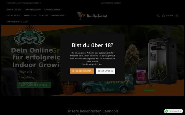Screenshot of hanflieferant.at
