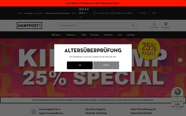 Screenshot of hanfpost.ch