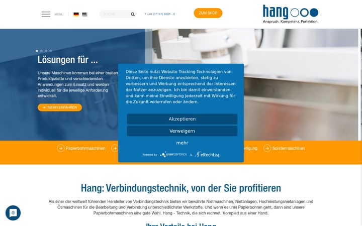 Screenshot of hang.de
