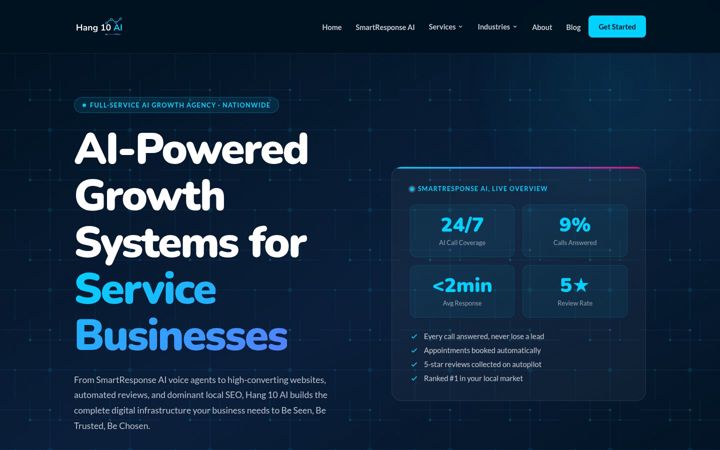 Screenshot of hang10ai.com
