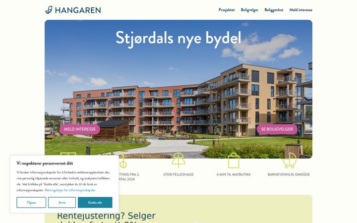 Screenshot of hangarenstjordal.no