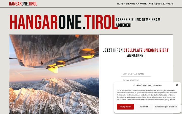 Screenshot of hangarone.tirol
