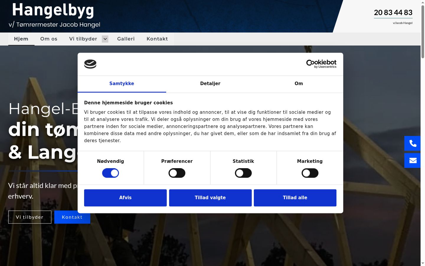 Screenshot del banner di consenso mostrato prima di qualsiasi interazione
