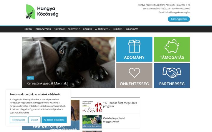 Screenshot of hangyakozosseg.hu