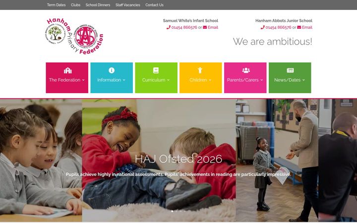 Screenshot of hanhamprimaryfederation.org
