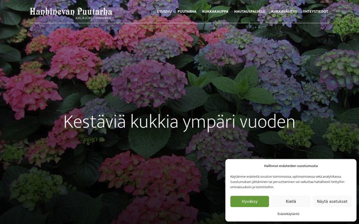 Screenshot of hanhinevanpuutarha.com