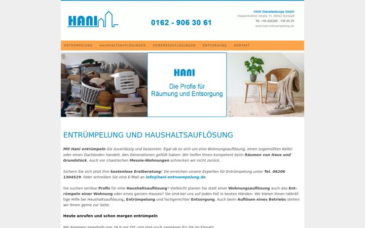 Screenshot of hani-entruempelung.de