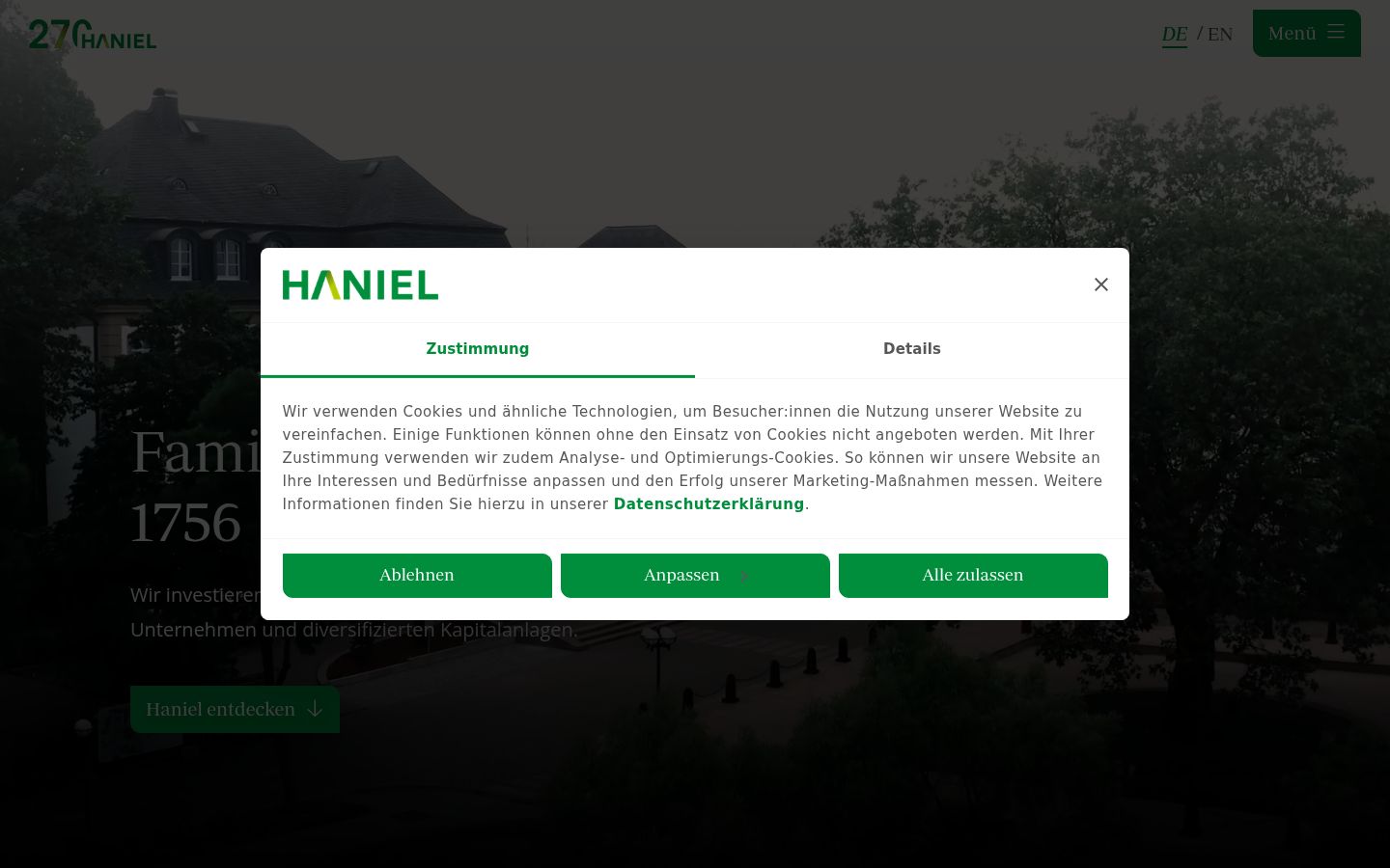 Screenshot tal-banner tal-kunsens muri qabel kwalunkwe interazzjoni