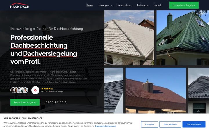 Screenshot of hank-dach.de