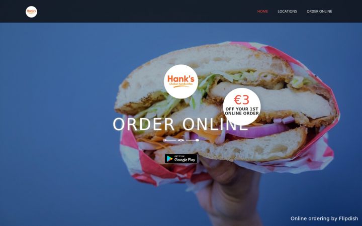 Screenshot of hankschickensandwiches.com