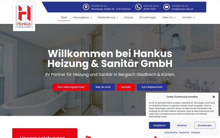 Skærmbillede af hankus-shk.de