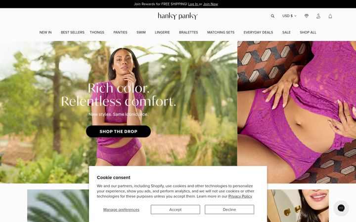 Screenshot of hankypanky.com