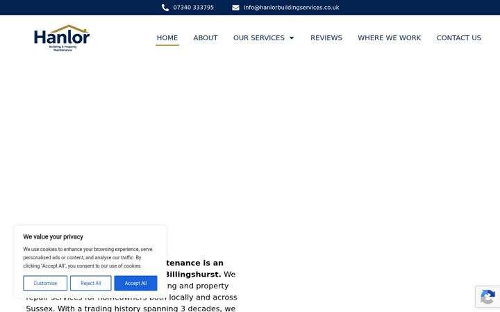 Screenshot of hanlorbuildingservices.co.uk