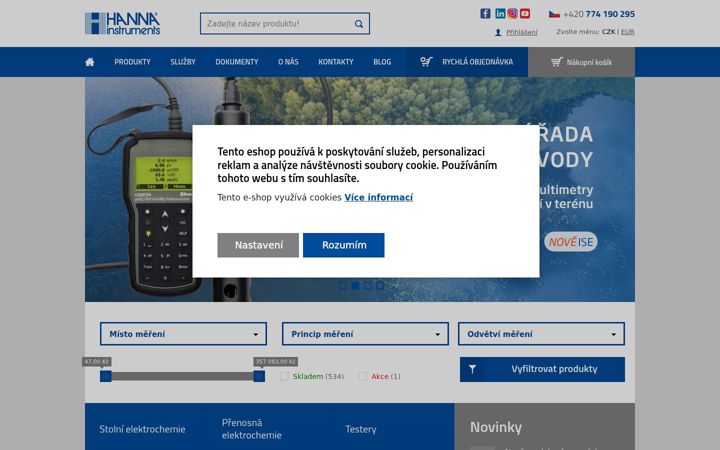 Screenshot of hanna-instruments.cz