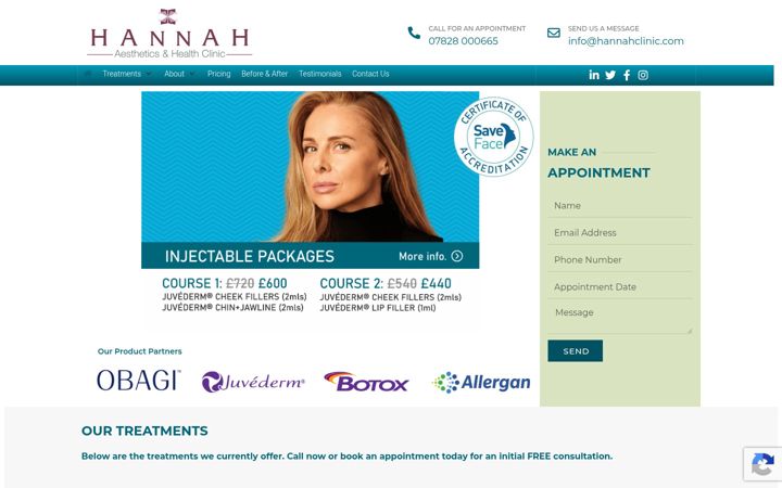 Screenshot of hannahclinic.com