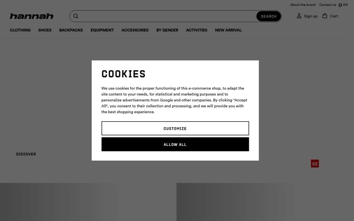Screenshot of hannahoutdoor.com