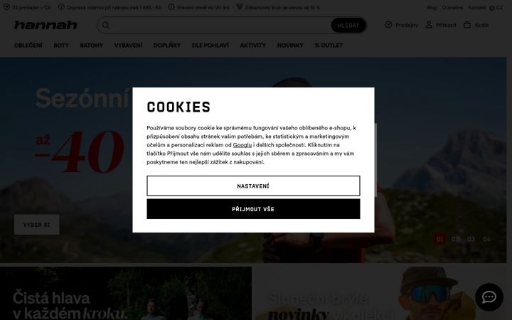 Screenshot of hannahoutdoor.cz