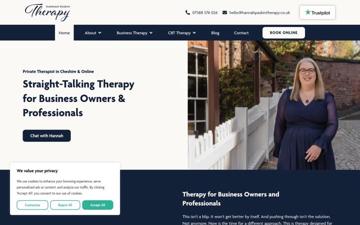 Screenshot of hannahpaskintherapy.co.uk
