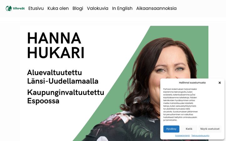 Screenshot of hannahukari.fi