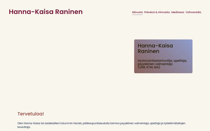 Posnetek zaslona hannakaisaraninen.com