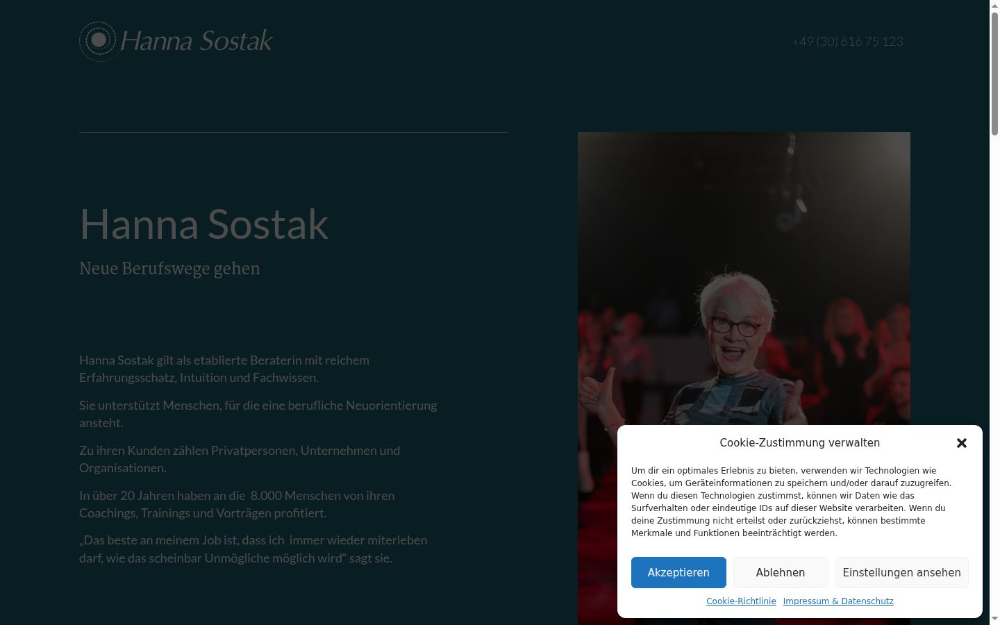 Screenshot des Einwilligungsbanners vor jeglicher Interaktion