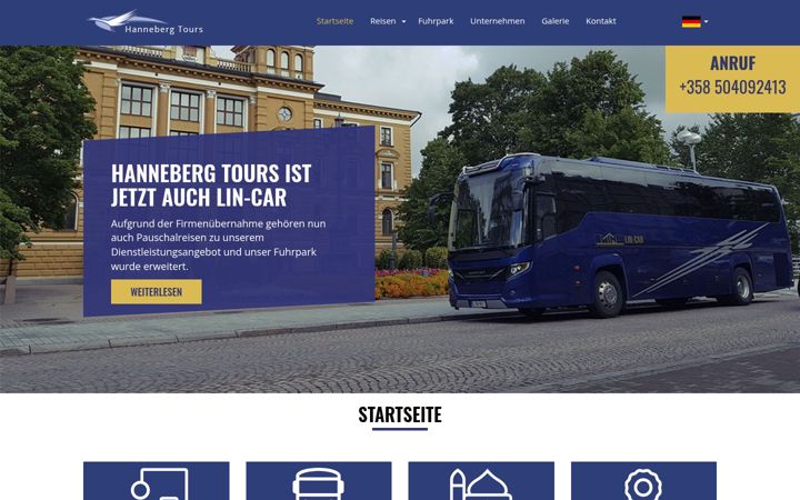 Screenshot of hannebergtours.fi
